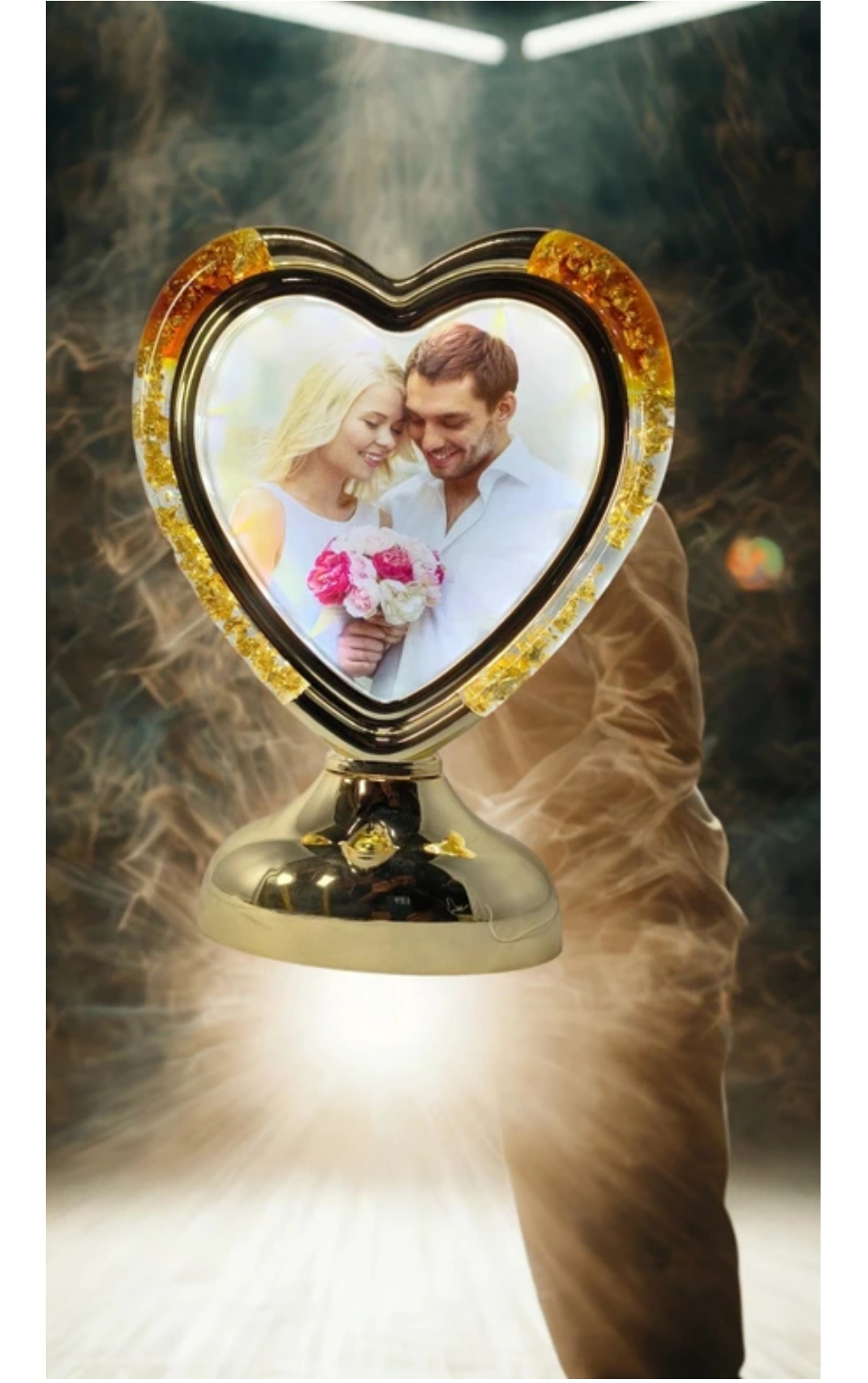 kp giftings LED Photo Frame Table Lamp (2 cm, golden)