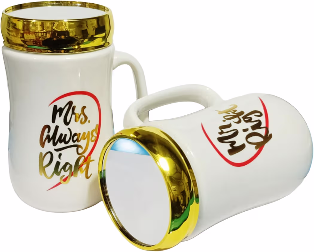 Ceramic Mirror Lid Coffee Mug (410 ml, Pack of 2) BZ_Mr Right & Mrs Always Right Mug 2 pcsCeramic Mirror Lid Coffee Mug (410 ml, Pack of 2) BZ_Mr Right & Mrs Always Right Mug 2 pcs