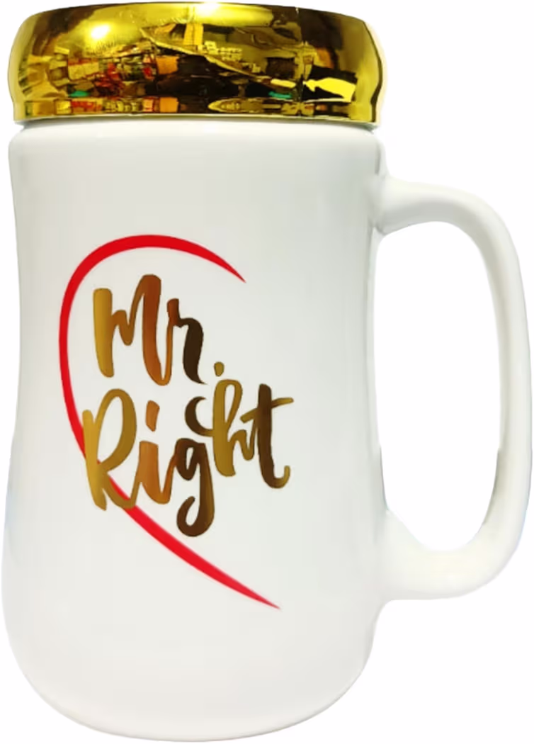 Ceramic Mirror Lid Coffee Mug (410 ml, Pack of 2) BZ_Mr Right & Mrs Always Right Mug 2 pcsCeramic Mirror Lid Coffee Mug (410 ml, Pack of 2) BZ_Mr Right & Mrs Always Right Mug 2 pcs