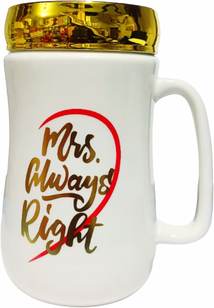 Ceramic Mirror Lid Coffee Mug (410 ml, Pack of 2) BZ_Mr Right & Mrs Always Right Mug 2 pcsCeramic Mirror Lid Coffee Mug (410 ml, Pack of 2) BZ_Mr Right & Mrs Always Right Mug 2 pcs