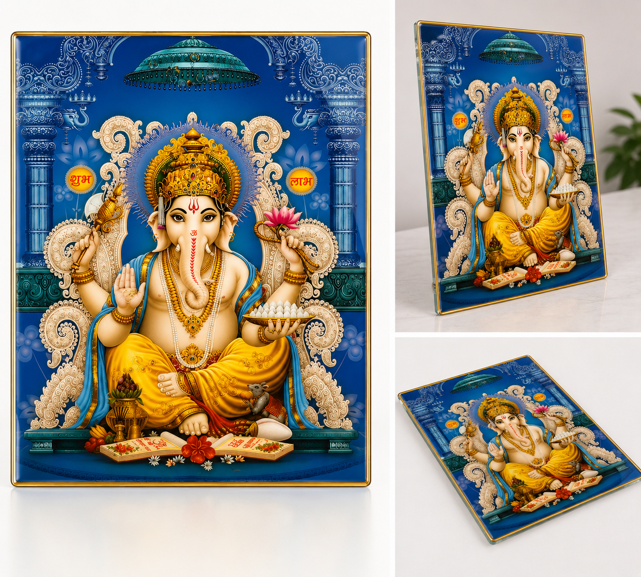 Premium Crystal Wall Photo Frame – Lord Ganesha HD UV Print | 9×12 Inch