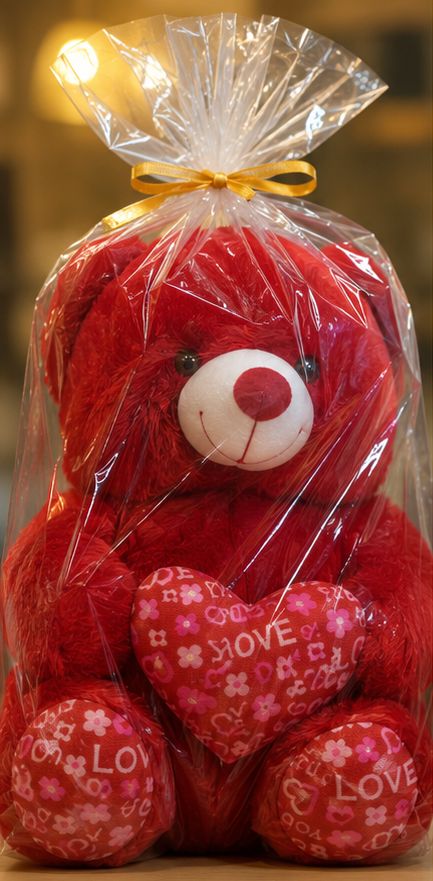 Premium Soft Teddy Bear with Heart Cushion | Gift Teddy | Available in Red, Yellow & Pink