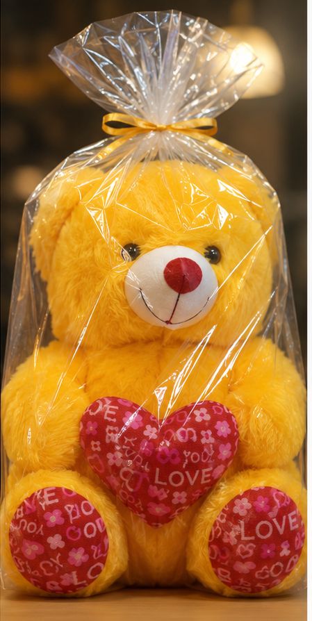 Premium Soft Teddy Bear with Heart Cushion | Gift Teddy | Available in Red, Yellow & Pink