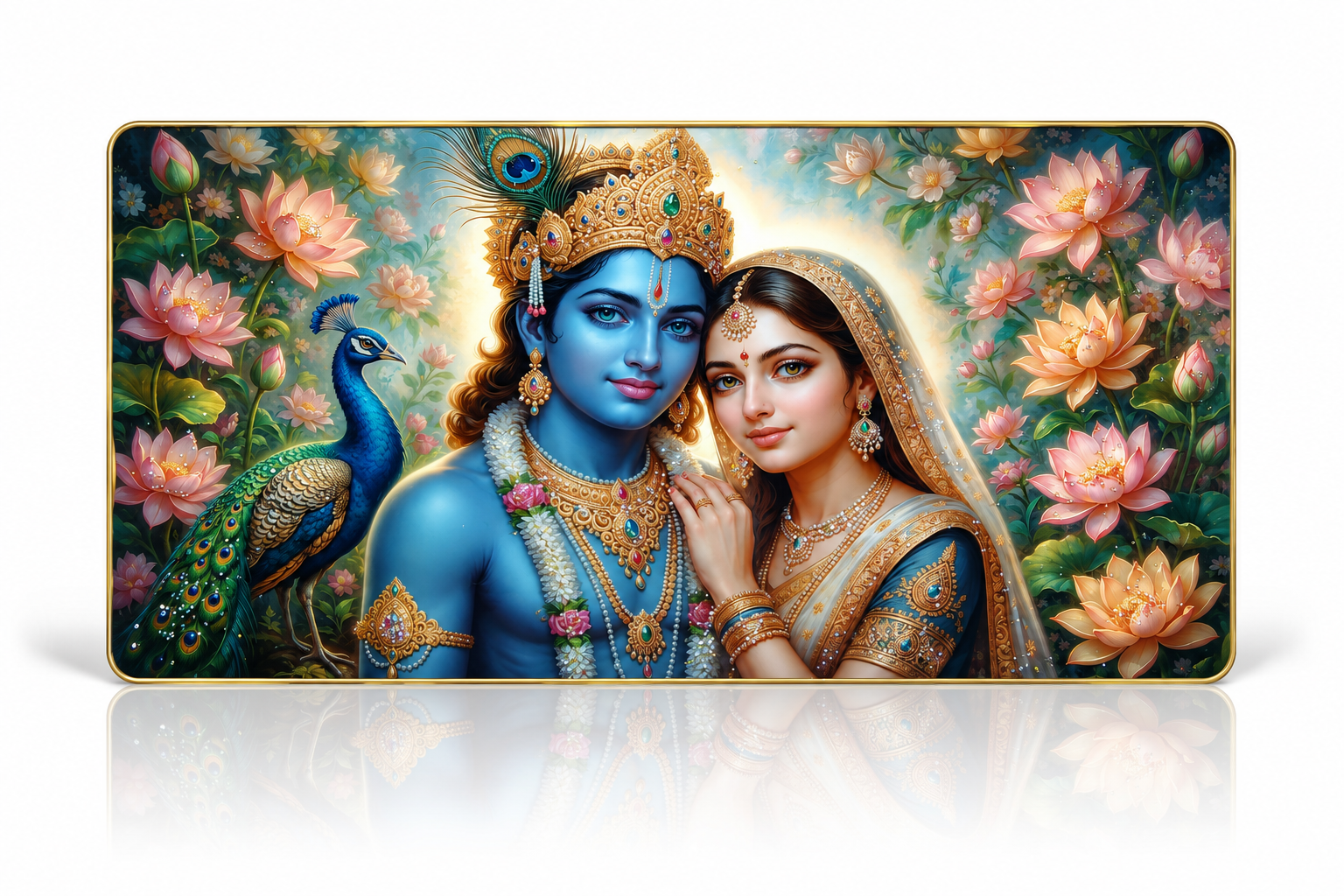 Premium Radha Krishna Divine Wall Art Frame (24 × 48 Inch)