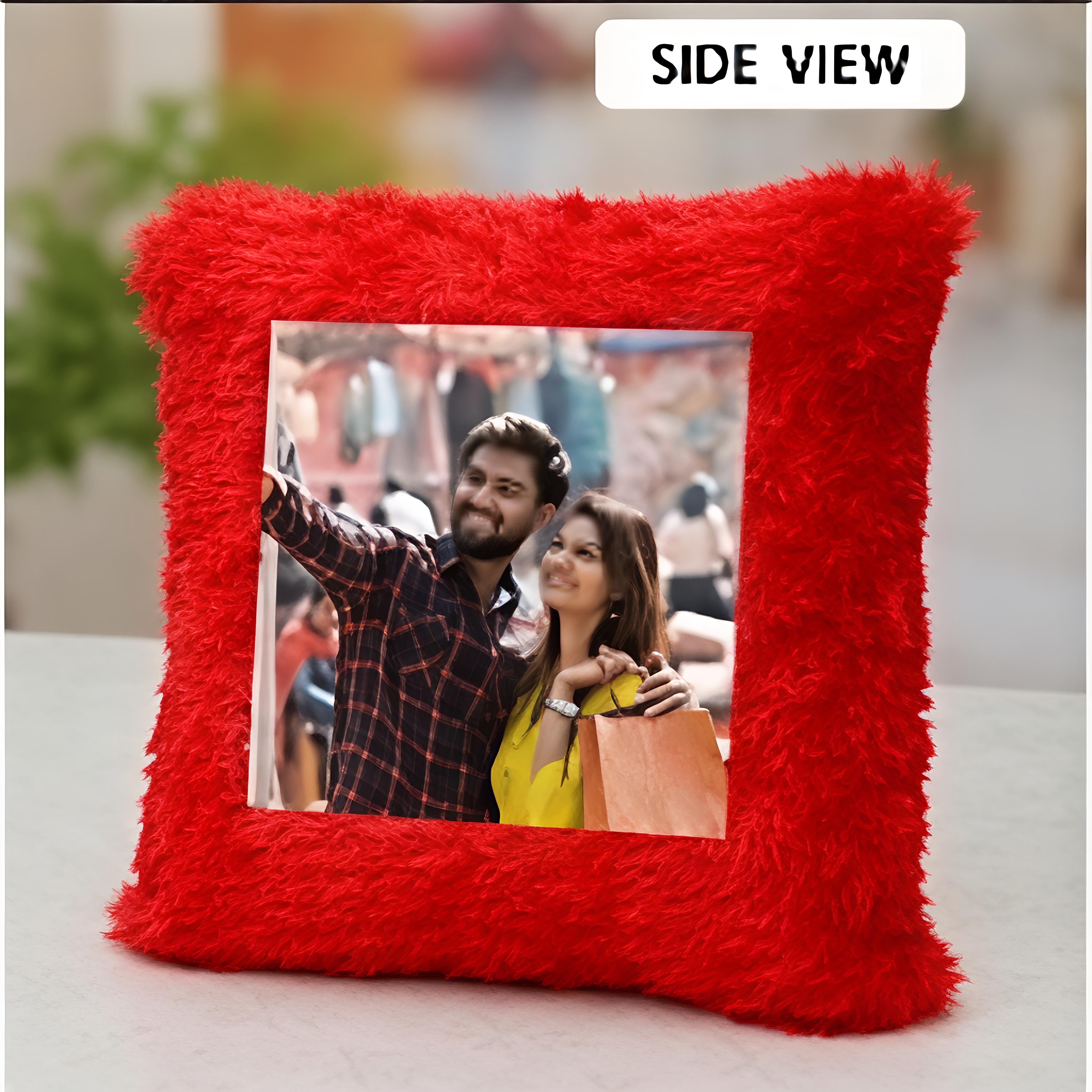 Luxury Red Fur Photo Frame – Soft Plush Picture Frame