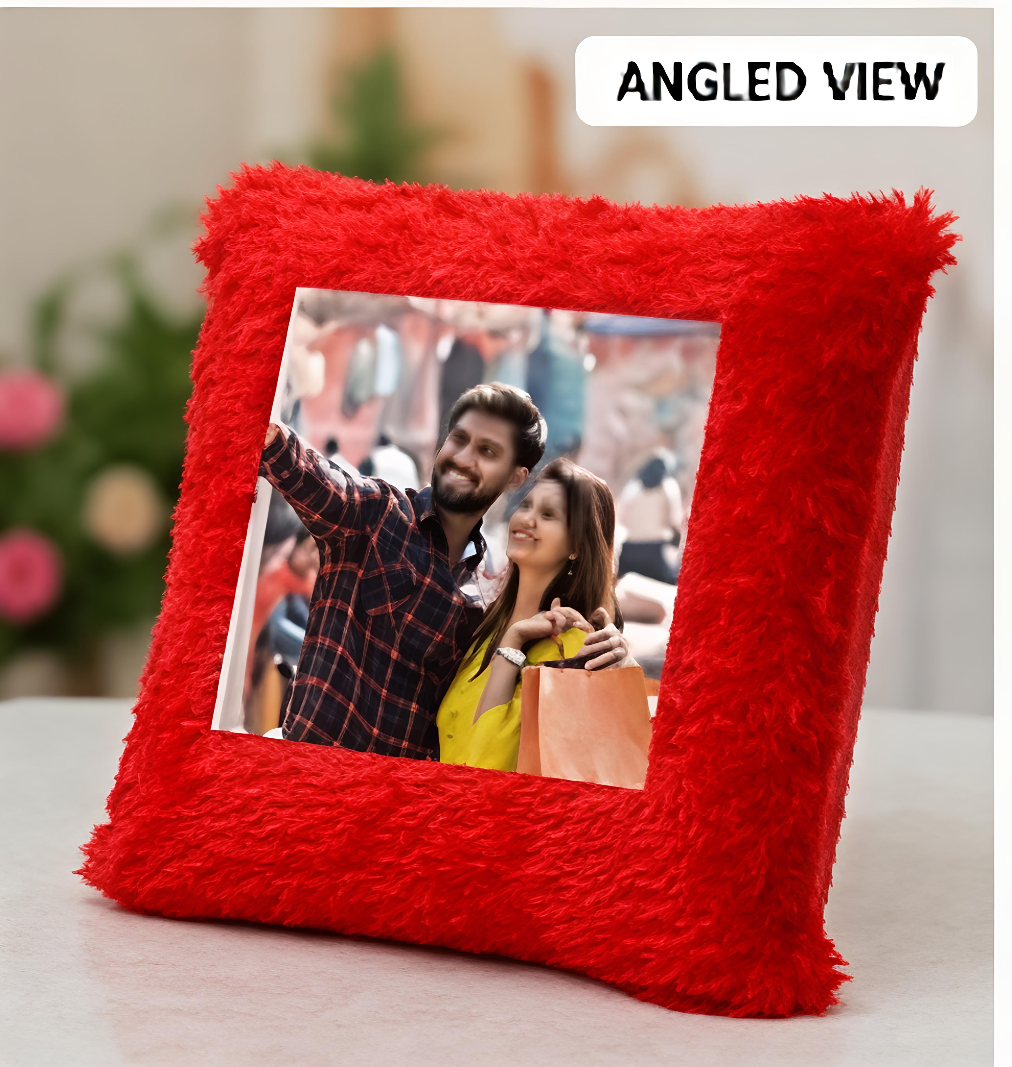 Luxury Red Fur Photo Frame – Soft Plush Picture Frame