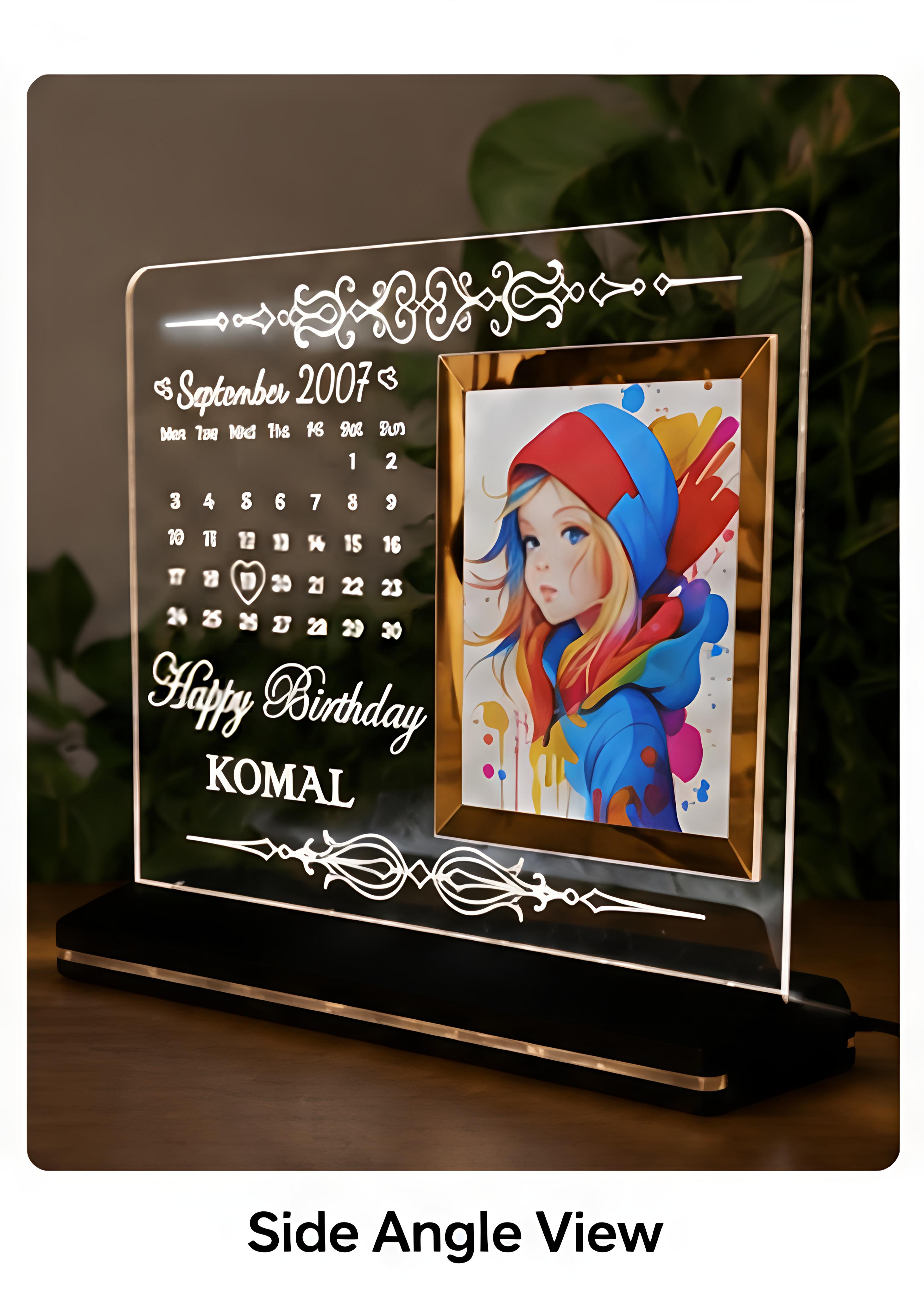 Personalized LED Photo Frame with Calendar