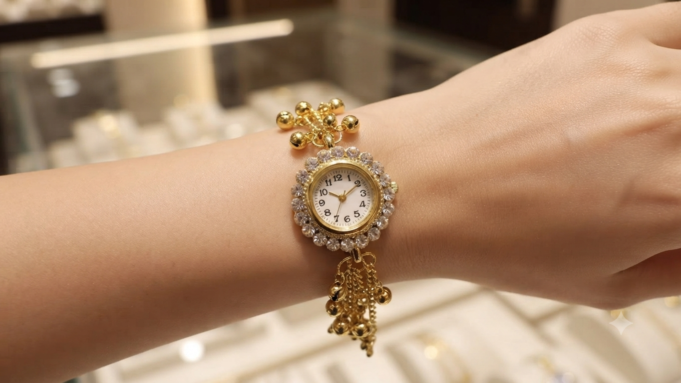 Decorative Gold-Tone Bracelet Watch