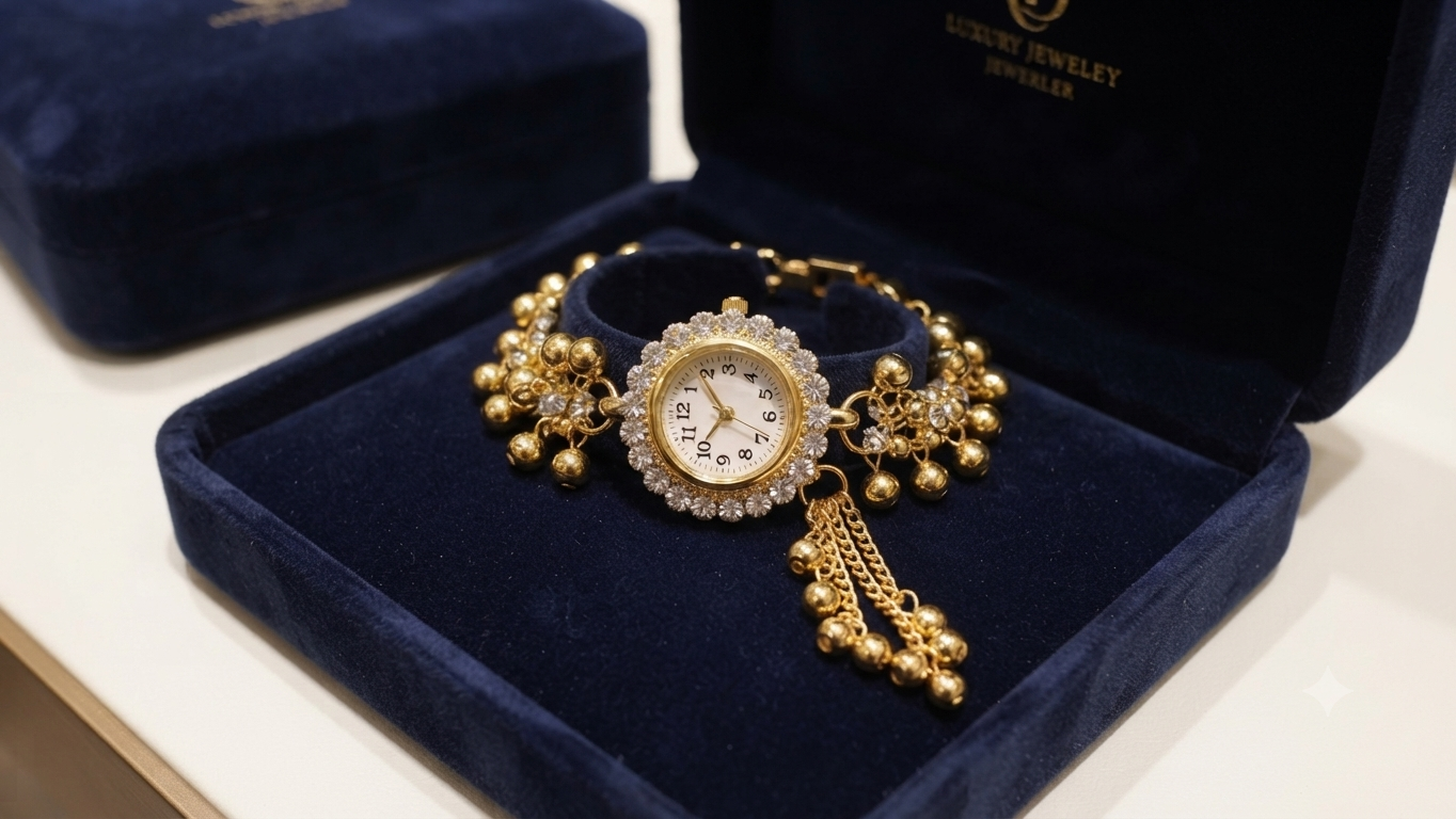 Decorative Gold-Tone Bracelet Watch