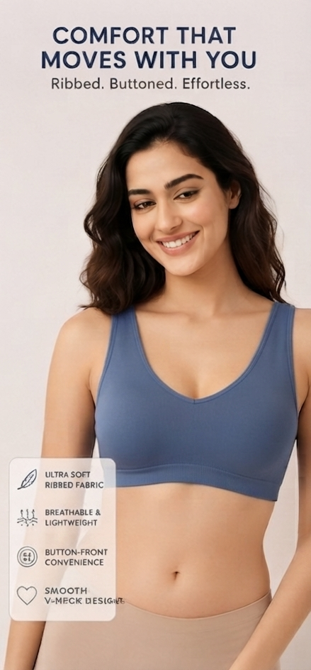 Comfort Moves Ribbed V-Neck Bralette