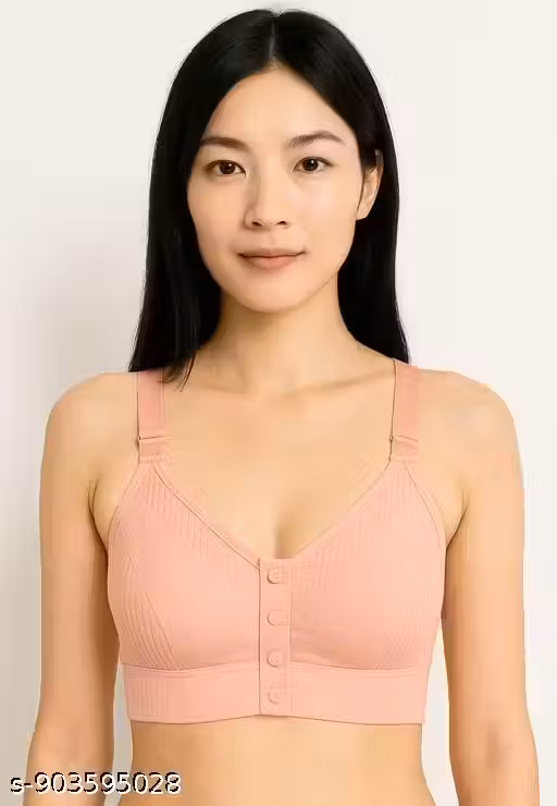 Ribbed Button-Front Lounge seamless padded bra 