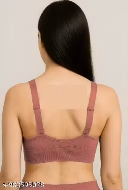Ribbed Button-Front Lounge seamless padded bra 