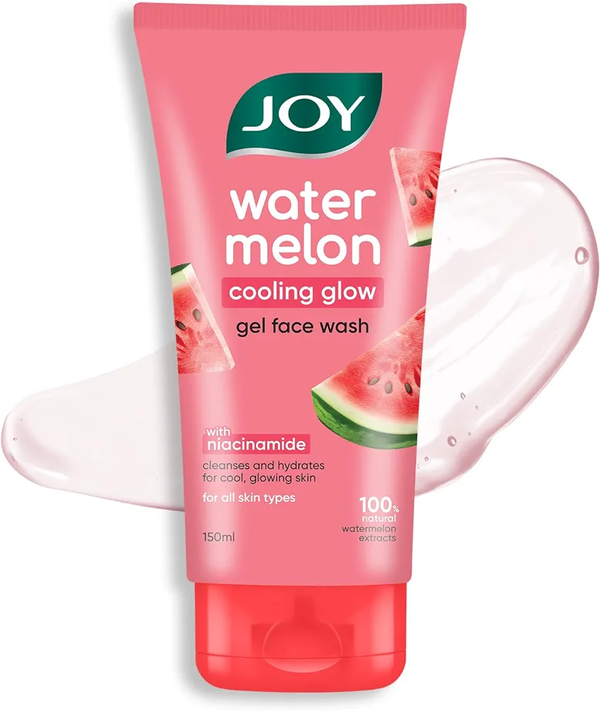 Joy Watermelon Cooling Glow Gel Face Wash with Niacinamide & Glycerine | Hydrating Daily Facial Cleanser for Glowing Skin | Removes Dirt, Oil & Impurities | For All Skin Types | 150 ml