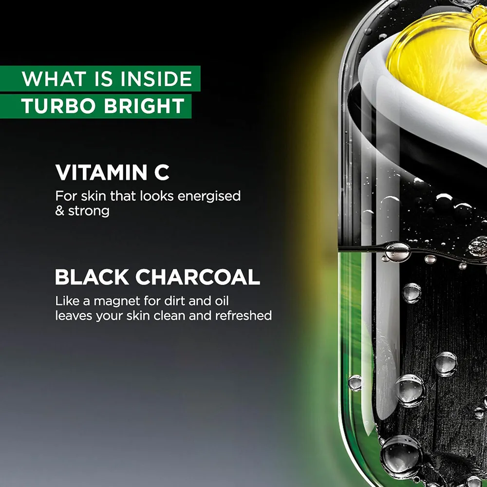 Garnier Men, Face Wash, Brightening & Anti-Pollution, TurboBright Double Action, 100 g
