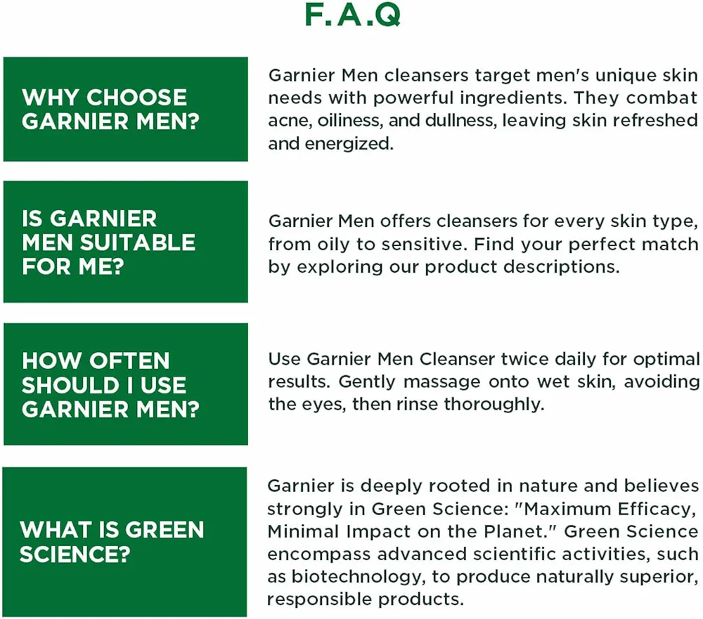Garnier Men, Face Wash, Brightening & Anti-Pollution, TurboBright Double Action, 100 g