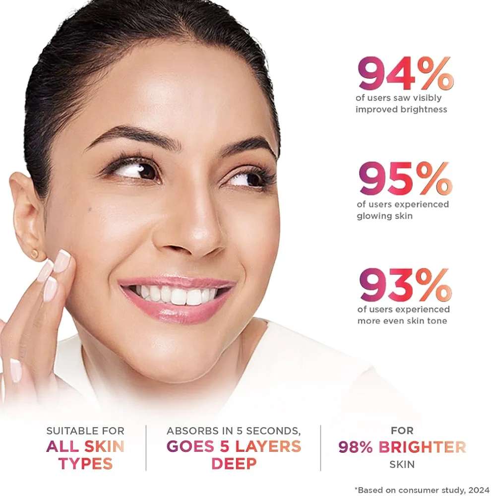 Glow and Lovely Renew Bright Multivitamin Serum in Cream | Vitamins B,C and E | Renews Skin cells |Bright and Healthy Skin | Clinically proven formula is dermatologically tested | 50g
