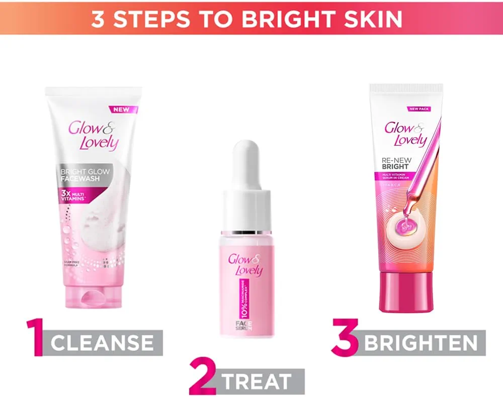 Glow and Lovely Renew Bright Multivitamin Serum in Cream | Vitamins B,C and E | Renews Skin cells |Bright and Healthy Skin | Clinically proven formula is dermatologically tested | 50g