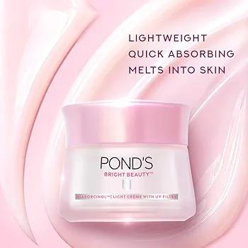 Pond's Bright Beauty Light Cream with UV Filter | Niasorcinol | 100x Better than Vitamin C | Niacinamide | Fades Dark Spots, Brightens Skin,