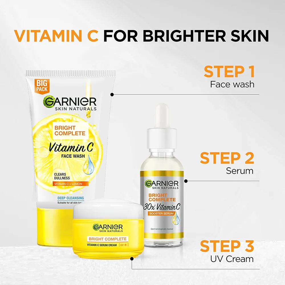 Garnier Skin Naturals Bright Complete Vitamin C Serum UV Cream, Vitamin C Day Cream for Sun Protection and Skin Brightening - Suitable For all Skin Types, 45g