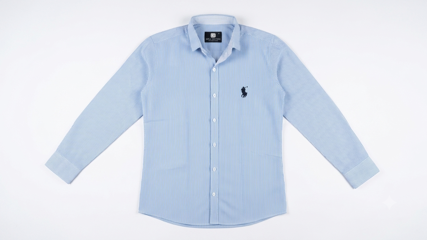 Premium Men's Blue & White Striped Formal Shirt