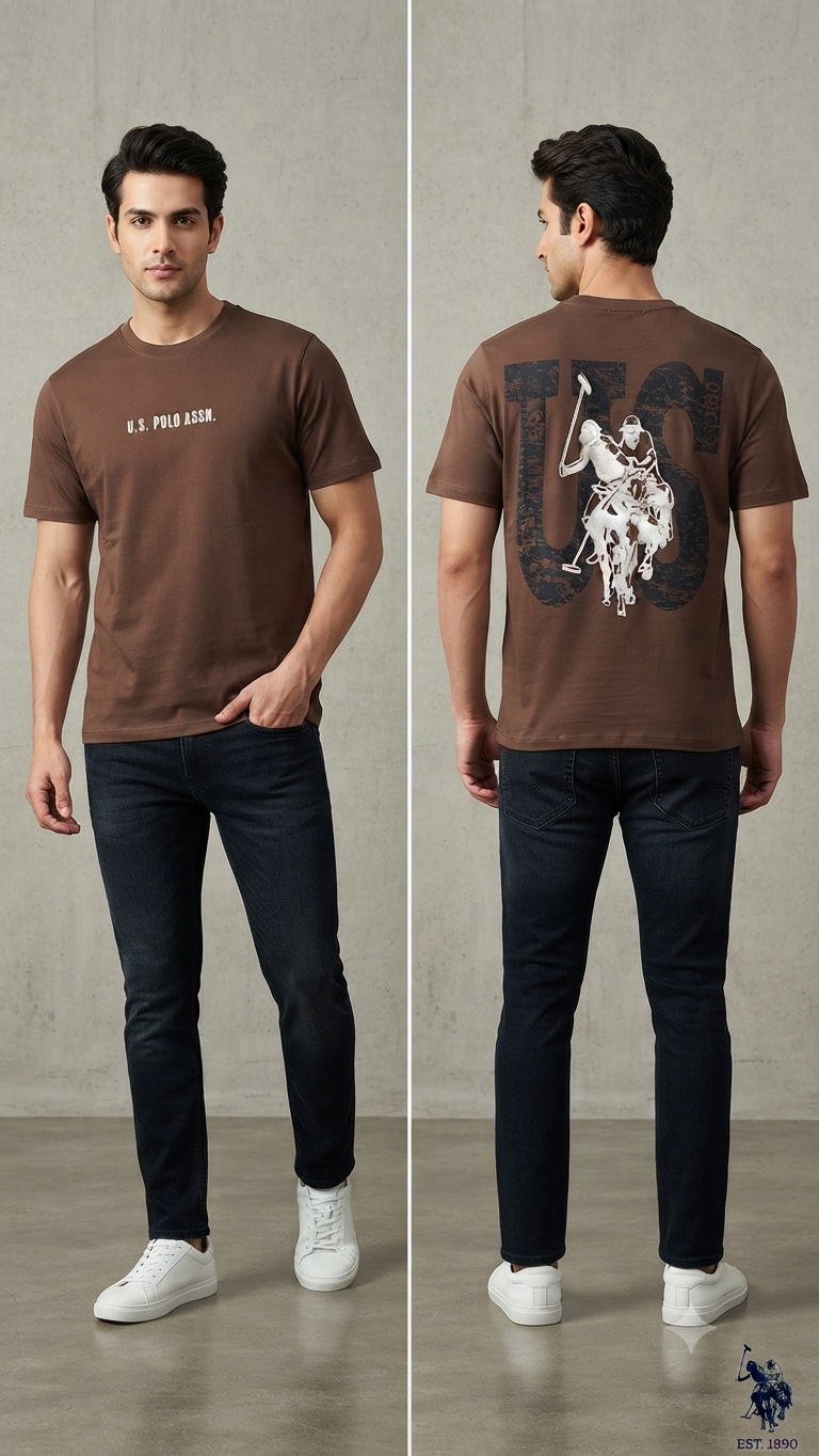 U.S. Polo Assn. Brown Graphic T-Shirt.