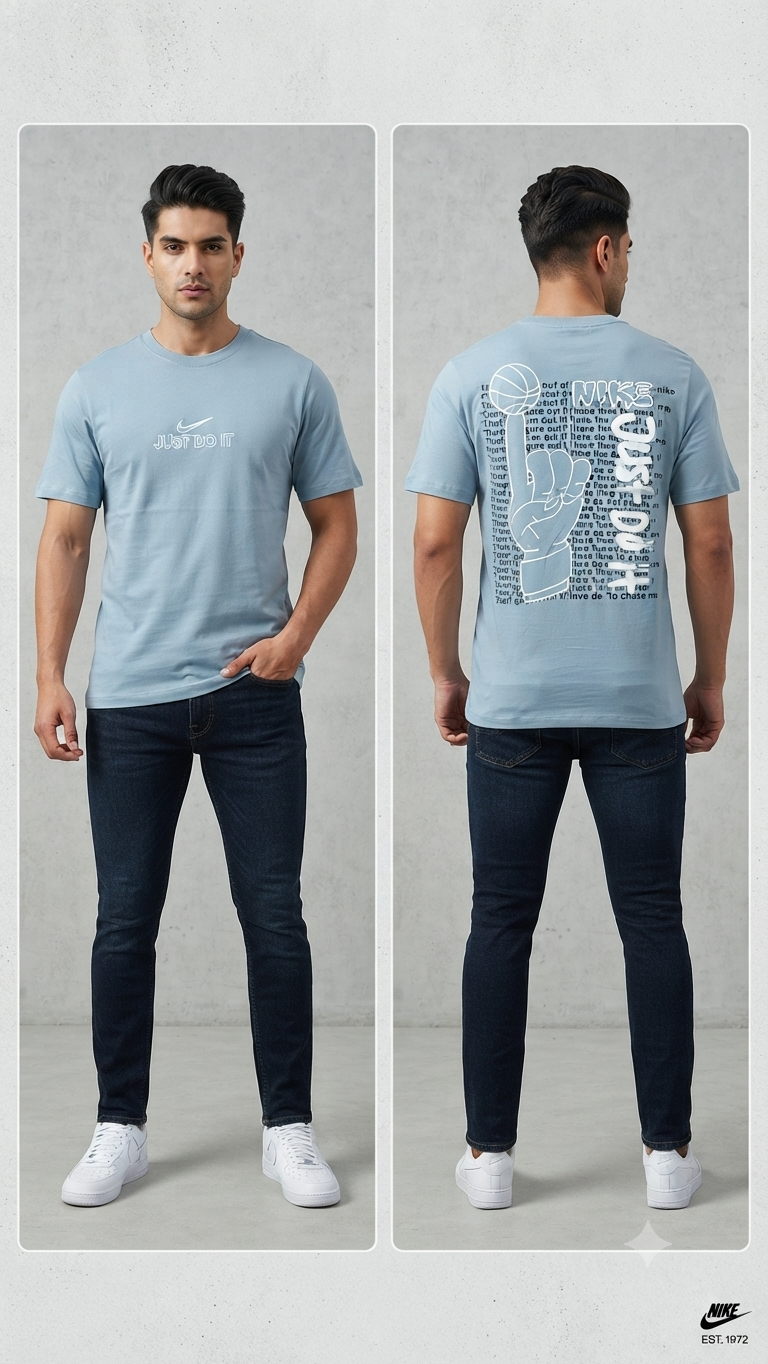 Nike Light Blue Basketball Graphic T-Shirt.