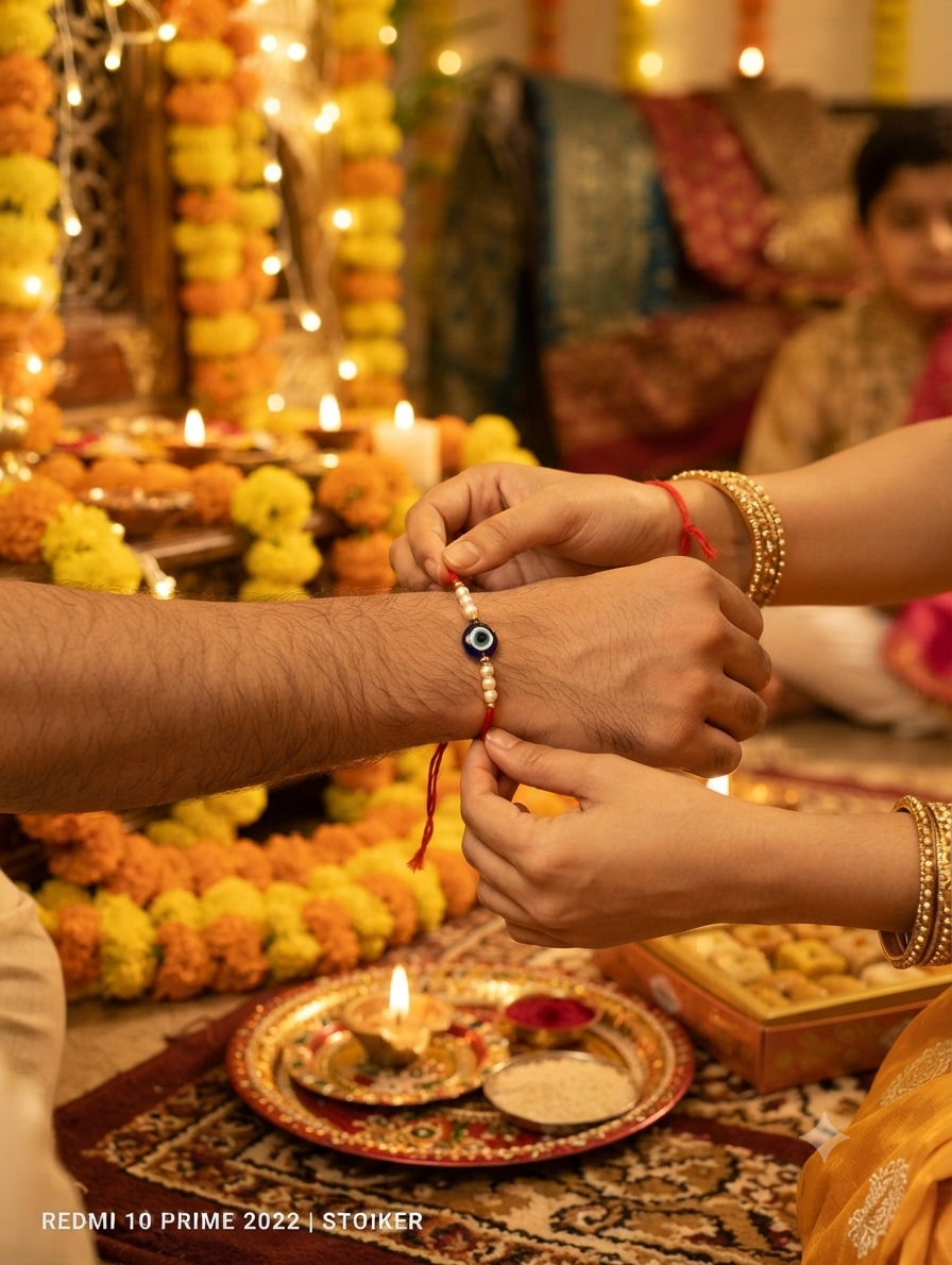 Designer Pearl & Evil Eye Rakhi