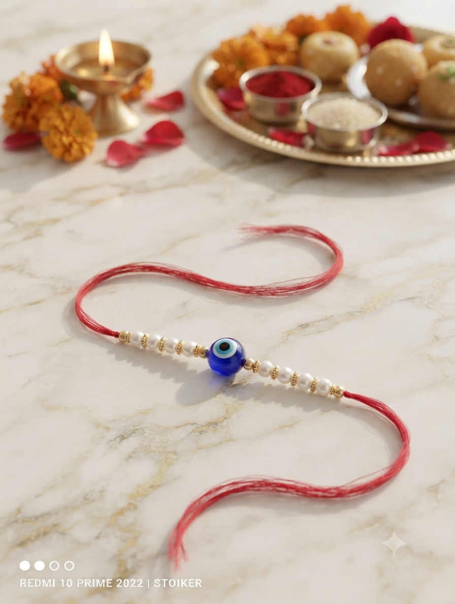 Designer Pearl & Evil Eye Rakhi