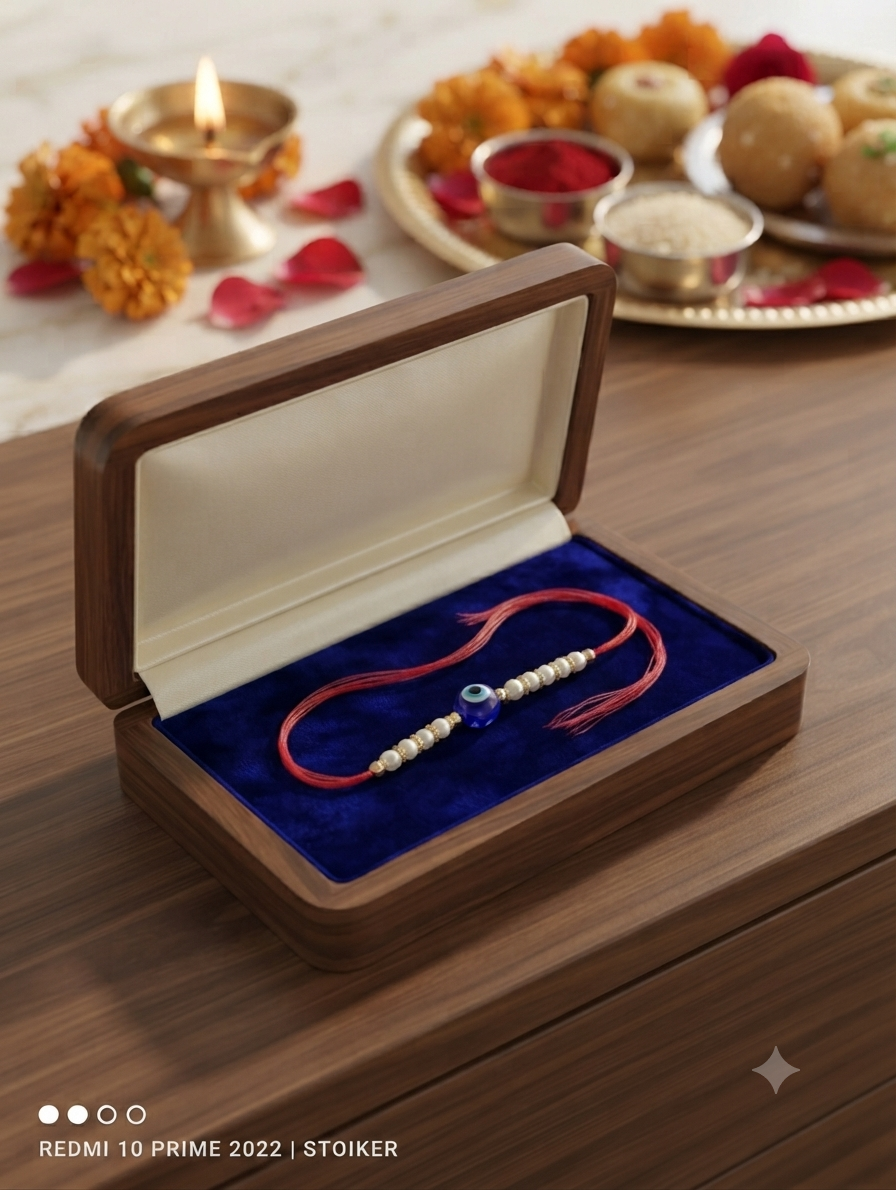 Designer Pearl & Evil Eye Rakhi
