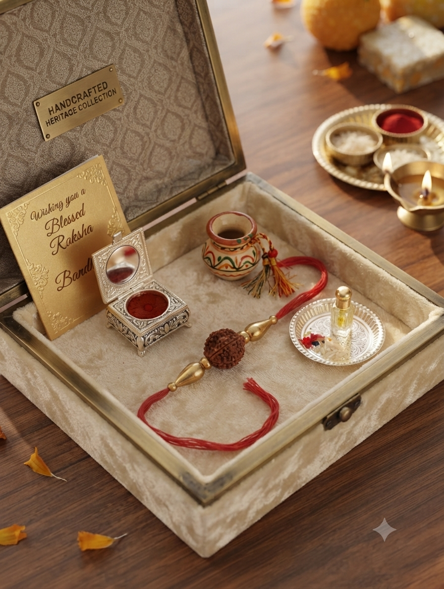 Heritage Rudraksha Rakhi Box Set