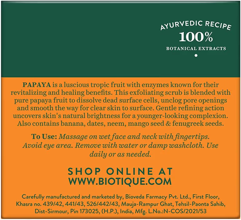 Biotique Bio Papaya Revitalizing Tan Removal Scrub