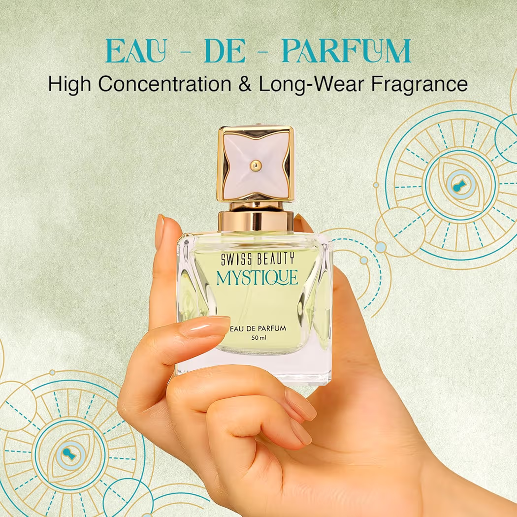 Swiss Beauty Mystique EDP | Long-Lasting | Ideal For Gifting | Everyday Wear | Top Note: Pink Pepper | Middle Notes: Rose & Raspberry Flowers | Base Note: Amber | 50ml