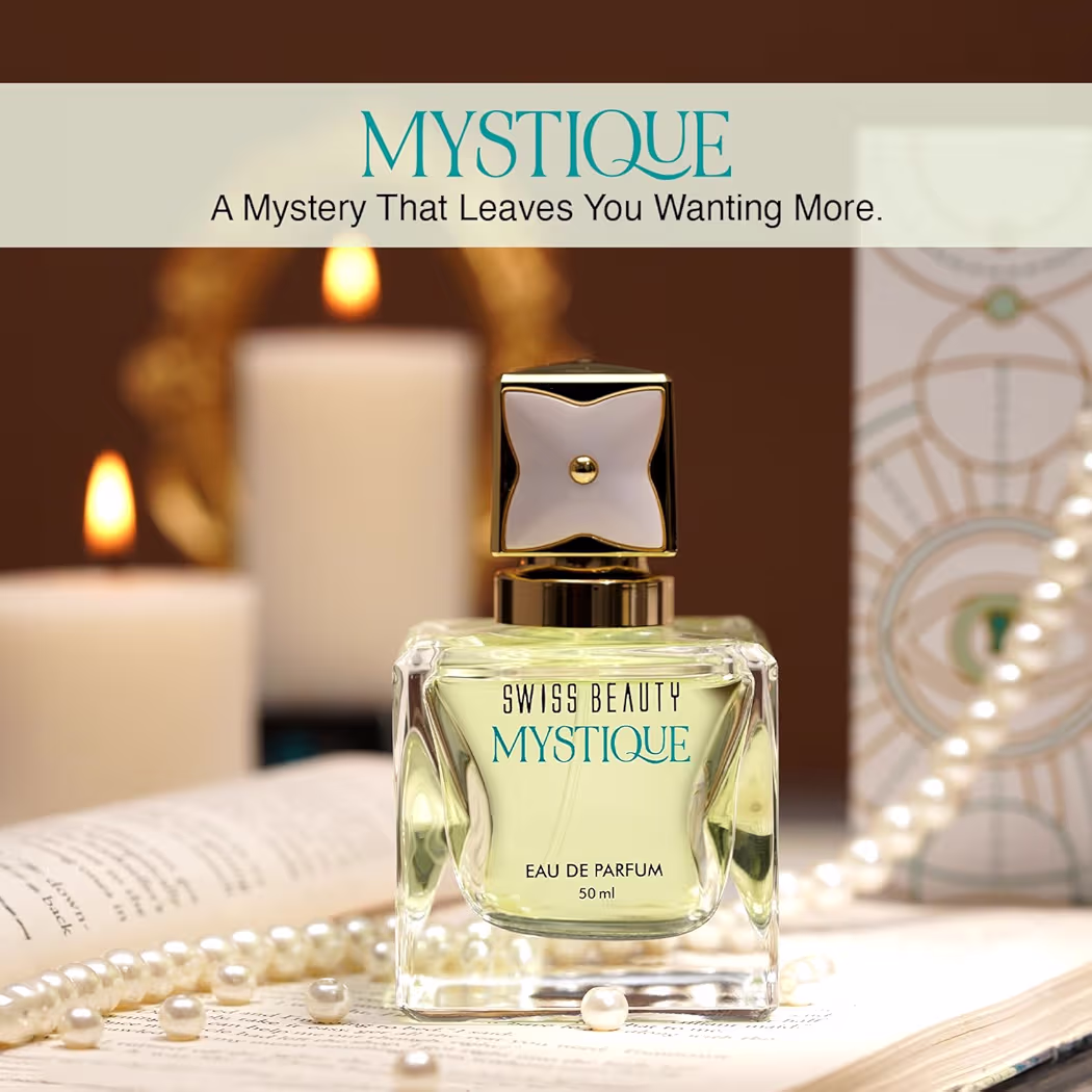 Swiss Beauty Mystique EDP | Long-Lasting | Ideal For Gifting | Everyday Wear | Top Note: Pink Pepper | Middle Notes: Rose & Raspberry Flowers | Base Note: Amber | 50ml