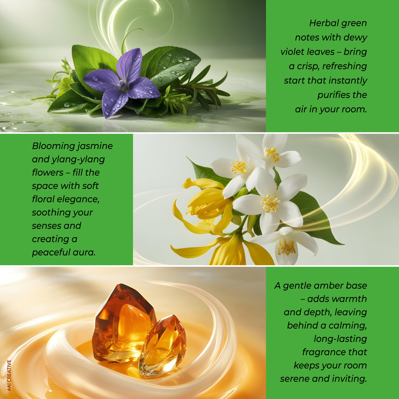 RIYA JASMINE Room Air Freshener – Sensual & Alluring Floral | Long Lasting, Natural Spray Glass Bottle | No Gas | Violet Leaf, Green Notes (200 ml