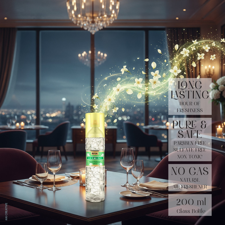RIYA JASMINE Room Air Freshener – Sensual & Alluring Floral | Long Lasting, Natural Spray Glass Bottle | No Gas | Violet Leaf, Green Notes (200 ml