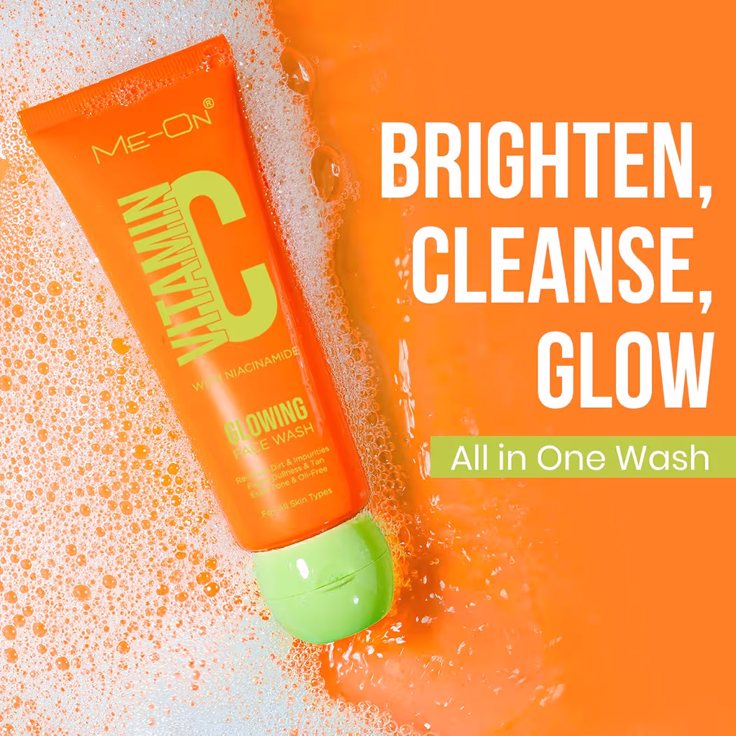 ME-ON Vitamin C & Niacinamide Face Wash for Glowing Skin | Gentle Daily Cleanser for All Skin Types | Hydrating & Brightening