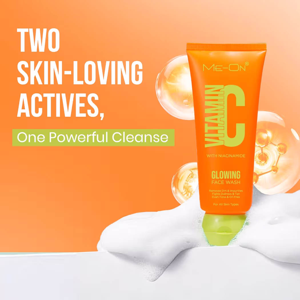 ME-ON Vitamin C & Niacinamide Face Wash for Glowing Skin | Gentle Daily Cleanser for All Skin Types | Hydrating & Brightening