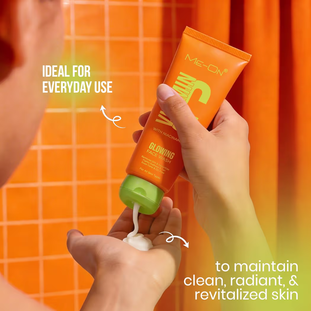 ME-ON Vitamin C & Niacinamide Face Wash for Glowing Skin | Gentle Daily Cleanser for All Skin Types | Hydrating & Brightening