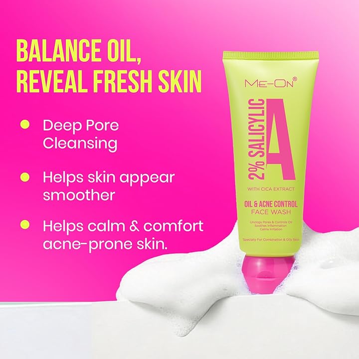 ME-ON Salicylic Acid Face Wash for All Skin Types | Gentle Cleanser for Oily, Combination & Sensitive Skin | Daily...