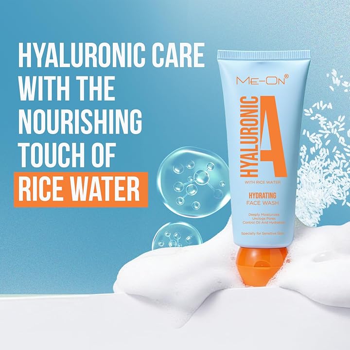 ME-ON Hyaluronic Acid With Rice Water Hydrating Face Wash – Moisturizing & Gentle for Sensitive...