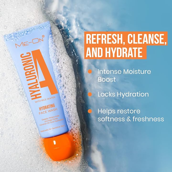 ME-ON Hyaluronic Acid With Rice Water Hydrating Face Wash – Moisturizing & Gentle for Sensitive...