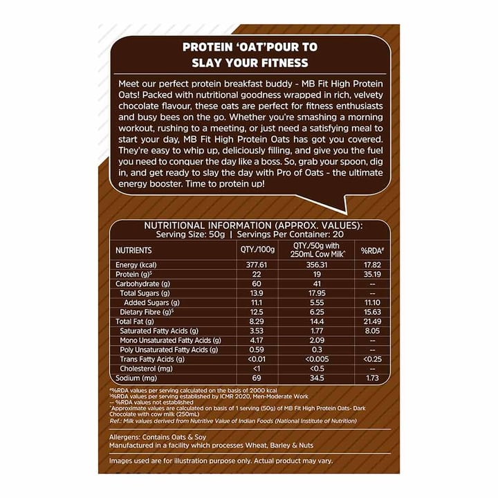 MuscleBlaze High Protein Oats 1kg • Dark Chocolate