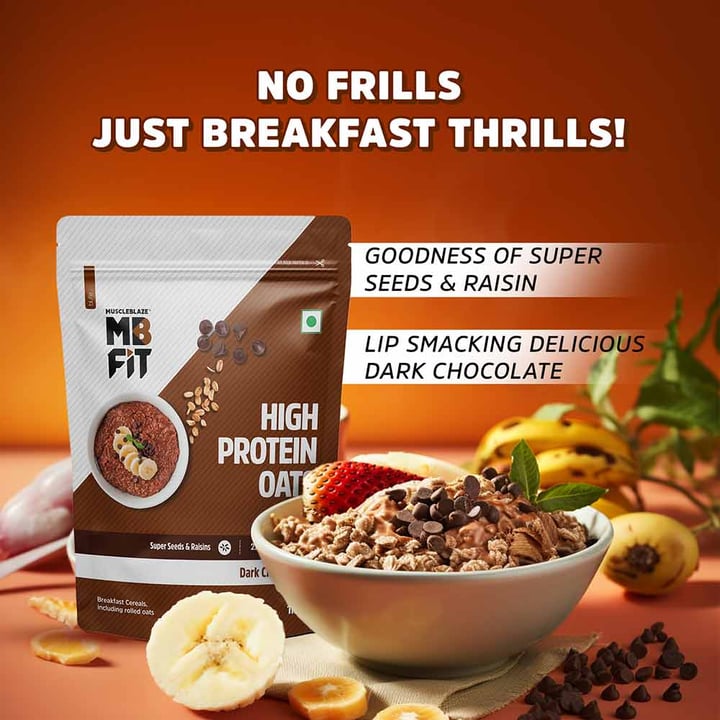 MuscleBlaze High Protein Oats 1kg • Dark Chocolate
