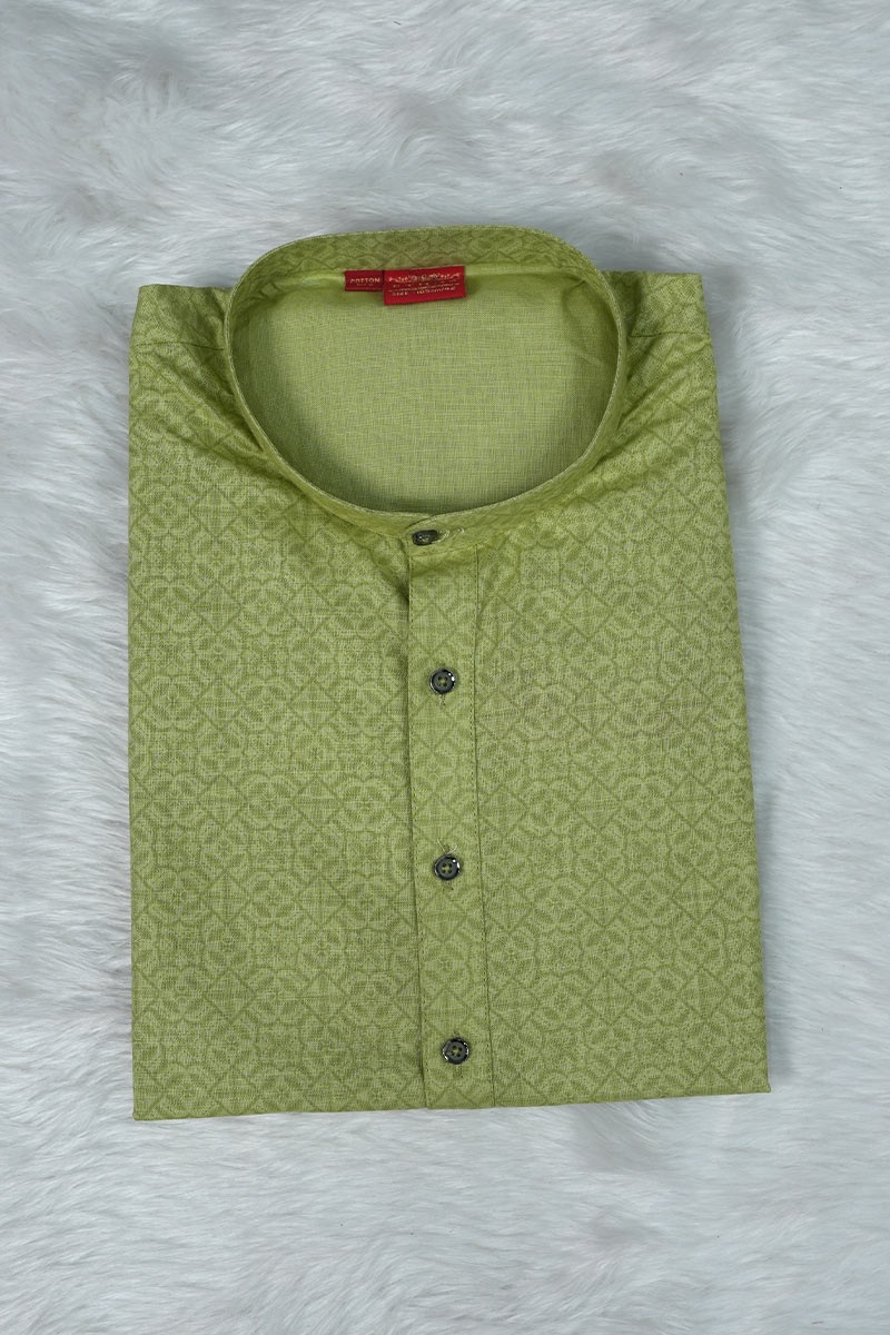 Off White and Green Set mundu with Kurtha Set Onam Combo Deal