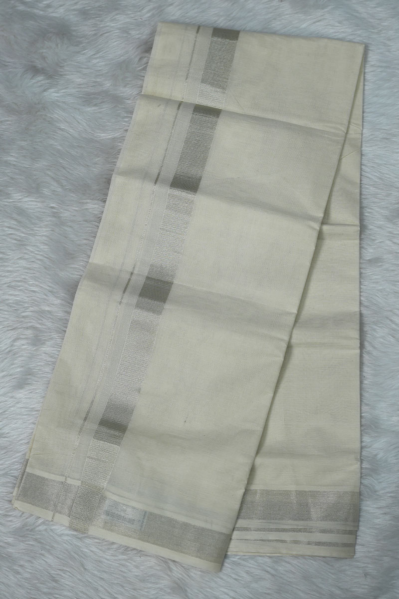 Off White and Green Set mundu with Kurtha Set Onam Combo Deal