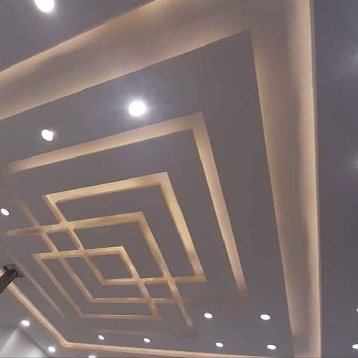 Square Web Like PVC False Ceiling Design for Living Room