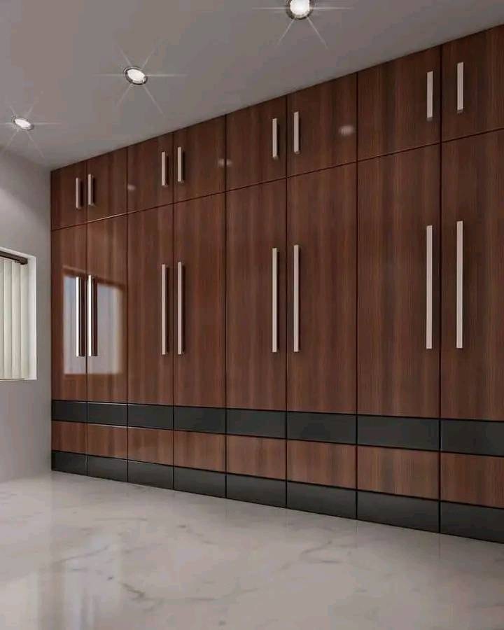 Simple Cupboard Design for Bedroom with Dark Wood Finish