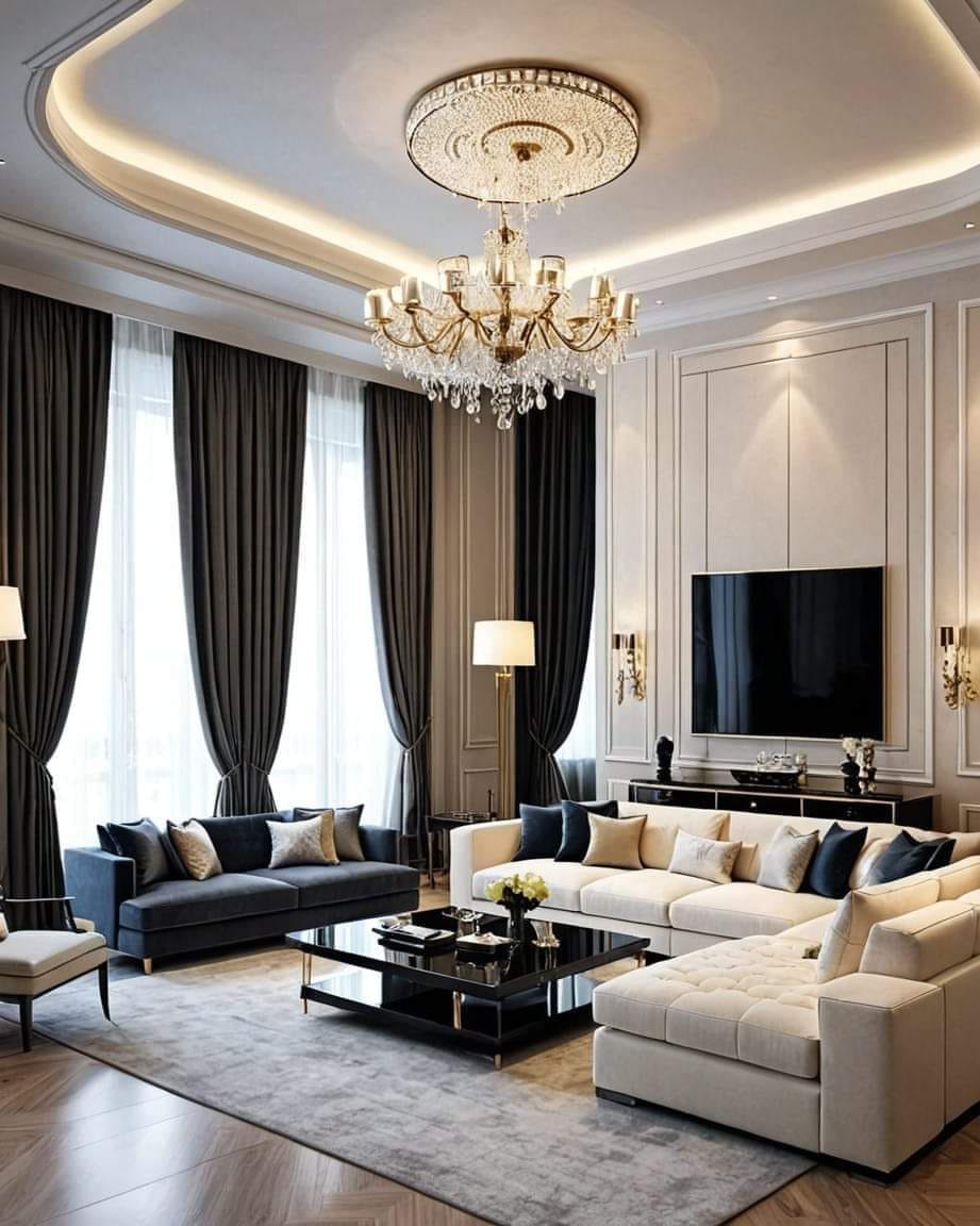 Wide and Illuminated Fall Ceiling Design For Living Room