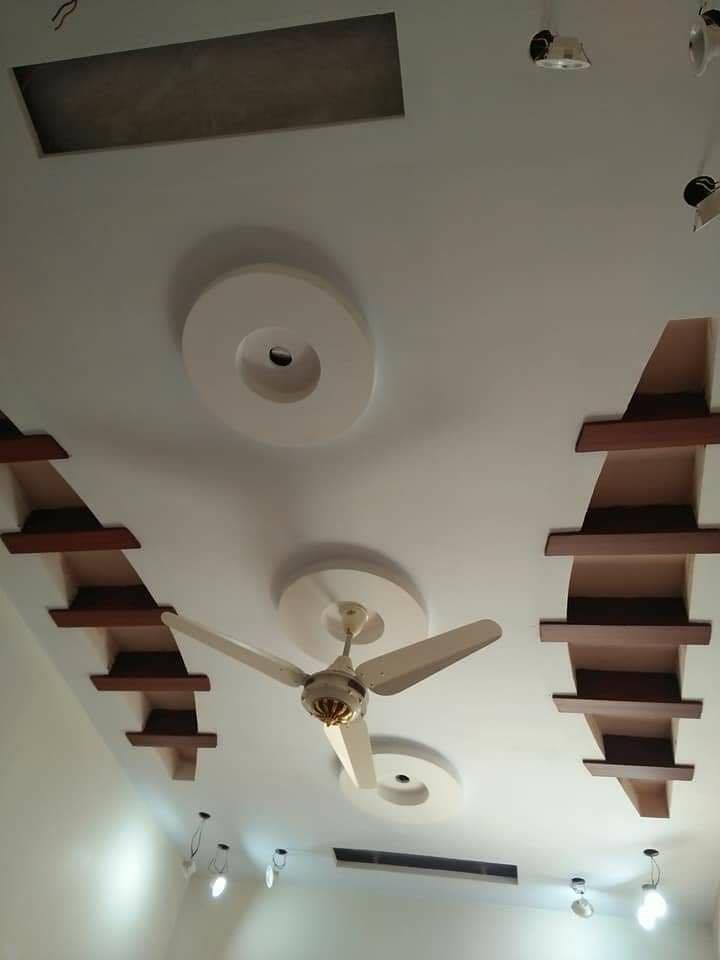 Circular and Wood Joinery Fall Ceiling Design For Living Room