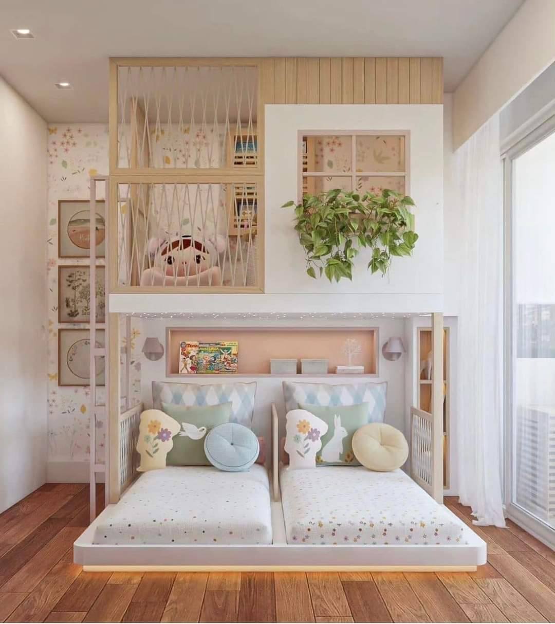 White and Wood Blends Child Room Design in Delhi For Kids